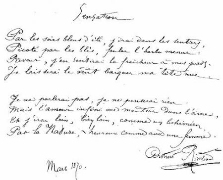 Sensation d'Arthur Rimbaud
