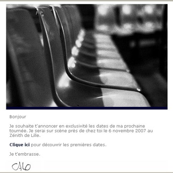 Les dates de la tourn�e 2007