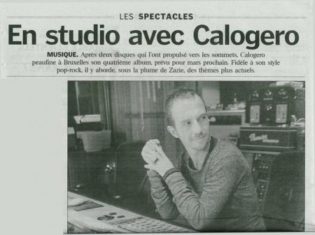 En studio avec Calogero - Le Parisien du 07/12/06